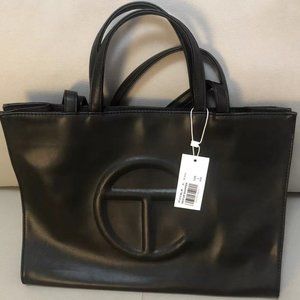 Telfar Black Patent Leather Medium Shopping Bag Laptop Bag